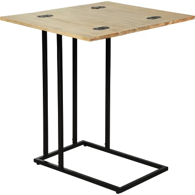 Harton Rustic Expandable C Side Table - Natural Wood - Serta 2 Harton Rustic Expandable C Side Table - Natural Wood - Serta - Image 2