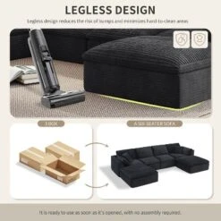 142'' U-Shaped Modular Sectional Sofa, Luxury Fully Compressed Couch With Ottomans & Cloud-Like Cushions - ModernLuxe -Baxton Studio Sale Shop GUEST e6e6144b 5820 43dc 849d caa35e6ea2b4