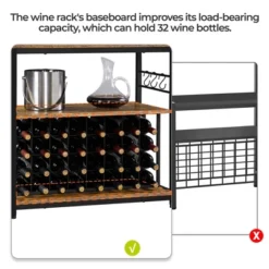 Yaheetech 65" Wine Bakers Rack Freestanding Wine Rack With Glass Holder And Wine Storage, Rustic Brown 12 Yaheetech 65" Wine Bakers Rack Freestanding Wine Rack With Glass Holder And Wine Storage, Rustic Brown -Baxton Studio Sale Shop GUEST e73e9cf5 1338 4ca6 92a4 e8603f9b464a