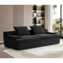 NicBex Couches For Living Room Oversized 4 Seater Couch Corduroy Fabric Upholstered Sofa Wide Armrests Compressed Sofa In A Box, No Assembly