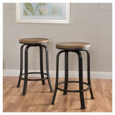 Set Of 2 Skyla Rotating Counter Height Barstool Natural - Christopher Knight Home 1 Set Of 2 Skyla Rotating Counter Height Barstool Natural - Christopher Knight Home