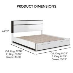 California King Pape Platform Bed With 2 Foot Drawers White/Metallic Gray - MiBasics: Contemporary Storage, No Box Spring Needed -Baxton Studio Sale Shop GUEST e7c5114a 1516 4e96 ac18 24fb0f55c8fd