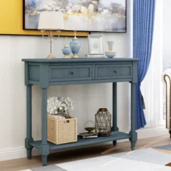 Console Table With Storage Drawers And Bottom Shelf-ModernLuxe