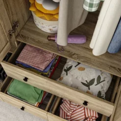 FUFU&GAGA Yellow Wooden Wardrobe Closet Freestanding Armoire -Baxton Studio Sale Shop GUEST e81b2e17 adb6 41bf 90bd 350198626a8c