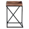 22" X Shape Iron Frame Industrial End Side Table With Mango Wood Tray Top Brown/Black - The Urban Port