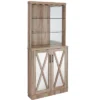 Home Source Grey Wash Corner Bar Cabinet With Mirrored Panels