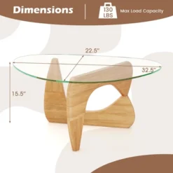 Tangkula Triangle Coffee Table W/ Tempered Glass Top & Adjustable Rubber Wood Base -Baxton Studio Sale Shop GUEST e8536cac cf3c 4252 ac91 ddb3e5799447
