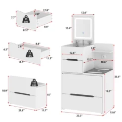Famapy Space Saving Makeup Vanity W/Light USB Wireless Charging Dressing Vanity Table -Baxton Studio Sale Shop GUEST e860258d 1335 4a15 99c6 6cdf76760cec