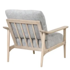Oris 24.8" Wide Linen Upholstered Thick Seat Cushion Solid Wood Legs With Arm Chair With Vertical Slatted Back Accent Chair-The Pop Maison -Baxton Studio Sale Shop GUEST e88e8875 a3a9 41a3 a46e ba6f06561c44