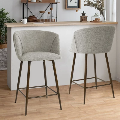 26" Chole Armrest Upholstered Counter Height Stool With Walnut Legs (Set Of 2)-Maison Boucle 10 26" Chole Armrest Upholstered Counter Height Stool With Walnut Legs (Set Of 2)-Maison Boucle - Image 10