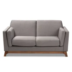 Baxton Studio Sava Fabric Upholstered Walnut Wood 2 Seater Loveseat Gray - BaxtonStudio -Baxton Studio Sale Shop GUEST e8b4aee4 87a5 4c1e 821d 9056df69f39b