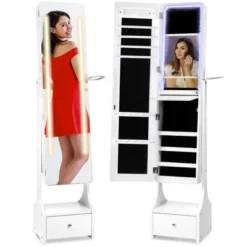 Best Choice Products Full Length LED Mirrored Jewelry Storage Organizer Cabinet W/ Interior & Exterior Lights -Baxton Studio Sale Shop GUEST e8e713bd ee90 4f03 b55b 83b1a17510af