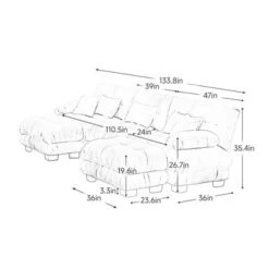 Luxury Modular Sectional Sofa Couch - Oversized U Shaped Cloud Couch For Living Room,Deep Seat Sofa Couch With 2 Ottomans -Baxton Studio Sale Shop GUEST e8eac04c 3463 41c9 b3bf 3aa909741872