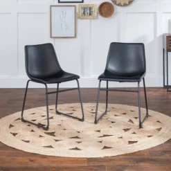 Set Of 2 Laslo Modern Upholstered Faux Leather Dining Chairs - Saracina Home -Baxton Studio Sale Shop GUEST e921ecff 5d1c 46bf 8a40 c3330f7f710d