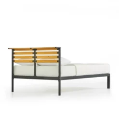 Kasi Metal Platform Bed With Panel Headboard Shelf Black - Mellow -Baxton Studio Sale Shop GUEST e9410748 18b7 4e78 9c31 183d72192708