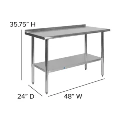 Emma And Oliver Stainless Steel 18 Gauge Prep And Work Table With Backsplash And Shelf, NSF 12 Emma And Oliver Stainless Steel 18 Gauge Prep And Work Table With Backsplash And Shelf, NSF -Baxton Studio Sale Shop GUEST e9a19ad1 31e4 477f a2f4 43c3a39a8ff7