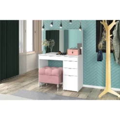 Linden Vanity With Mirror White - Polifurniture 14 Linden Vanity With Mirror White - Polifurniture -Baxton Studio Sale Shop GUEST e9c1fc02 08dc 4970 a977 69615b3ce81a