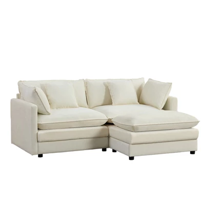 Mjkone 77'' L-Shaped Modular Deep Seat Sofa, Modern Chenille 3-Seat Cloud Sofa With Ottoman And Thickened Cushion 9 Mjkone 77'' L-Shaped Modular Deep Seat Sofa, Modern Chenille 3-Seat Cloud Sofa With Ottoman And Thickened Cushion - Image 9