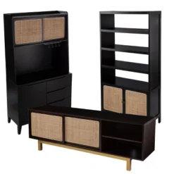 Groveholme Tall Buffet Cabinet With Storage Black/Natural - Aiden Lane 17 Groveholme Tall Buffet Cabinet With Storage Black/Natural - Aiden Lane -Baxton Studio Sale Shop GUEST e9f6870a 7511 46e2 8d26 b488b43a4399