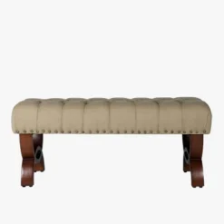Carolina Tufted Bench With Nailhead Trim Cream - HomePop -Baxton Studio Sale Shop GUEST ea1eb497 0399 48ef bb6d b53ab95775dd