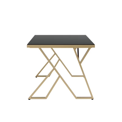 Jalama Glam Glass Top Gold Frame Dining Table - HOMES: Inside + Out 3 Jalama Glam Glass Top Gold Frame Dining Table - HOMES: Inside + Out - Image 3