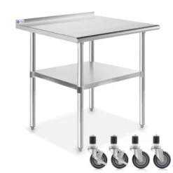 GRIDMANN Stainless Steel Table With Backsplash & 4 Casters (Wheels), NSF Commercial Kitchen Work & Prep Table -Baxton Studio Sale Shop GUEST ea9f6c33 1f63 499a 9af2 8f8e08b1e13c