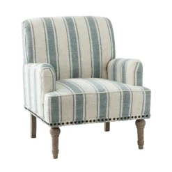 Venere Bedroom Wooden Upholstered Armchair With Nailhead Trim And Unique Stripe Design | ARTFUL LIVING DESIGN -Baxton Studio Sale Shop GUEST eaa28521 6ac2 40c7 868b 8bf7d9cad4f8