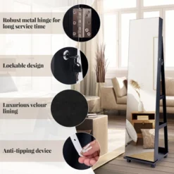 Tangkula 64" Jewelry Cabinet Armoire W/ 3-Color Lights Adjustable Shelves & Wheels -Baxton Studio Sale Shop GUEST eae4bd46 9029 497c a6d9 1b441a189b1f