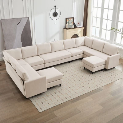 Hyleory Spacious 12-Seater U-Shaped Modular Sofa With Ottomans,Relaxed Style, Reconfigurable Design 12 Hyleory Spacious 12-Seater U-Shaped Modular Sofa With Ottomans,Relaxed Style, Reconfigurable Design - Image 12