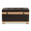 Gendry Faux Leather Upholstered And Wood Large Storage Ottoman Dark Brown/Oak Brown - Baxton Studio