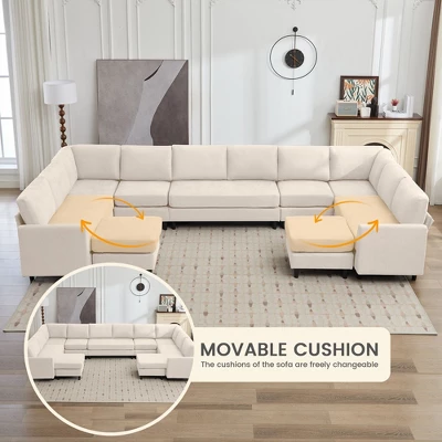 Hyleory Spacious 12-Seater U-Shaped Modular Sofa With Ottomans,Relaxed Style, Reconfigurable Design 6 Hyleory Spacious 12-Seater U-Shaped Modular Sofa With Ottomans,Relaxed Style, Reconfigurable Design - Image 6