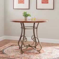 Carter Table Metal/Cherry - Powell Company