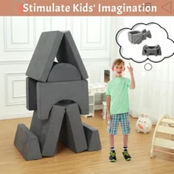 8Pcs Modular Kids Couch Sofa Set For Playroom Bedroom, Grey Comfort Toddler Convertible Sofa Foam Playset -Baxton Studio Sale Shop GUEST ec22e033 1873 49ac 8825 bd8ab492316c