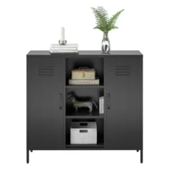 RealRooms Shadwick 2 Door Metal Locker Console Table W/ Storage -Baxton Studio Sale Shop GUEST ec544c61 98f7 418d b372 210298e29072