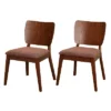 Buylateral Set Of 2 Bernard Curved Panel Back Corduroy Seat Dining Chairs Walnut: Rubberwood Frame, Polyester Upholstery, Spot Clean