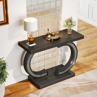 Tribesigns Modern 39-inch Mirrored Console Table With Sparkling Crystal Inlays 4 Tribesigns Modern 39-inch Mirrored Console Table With Sparkling Crystal Inlays - Image 4