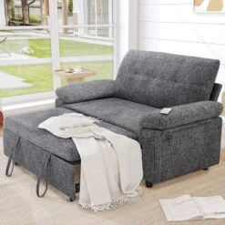 Vipbear 3-in-1 Convertible Sofa Bed, Pull Out Sleeper Sofa With USB Charging Station & Adjustable Backrest -Baxton Studio Sale Shop GUEST ed0d294a c26d 473a a1ab 2acd64a3d612