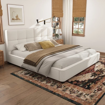 Christopher Knight Home Ginny King Size Upholstered Platform Bed With Tufted Headboard 1 Christopher Knight Home Ginny King Size Upholstered Platform Bed With Tufted Headboard