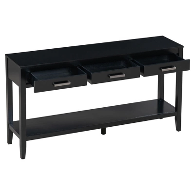 59.1" Modern 3-Drawer Console Table With 1 Shelf For Living Room, Entryway And Hallway - ModernLuxe 9 59.1" Modern 3-Drawer Console Table With 1 Shelf For Living Room, Entryway And Hallway - ModernLuxe - Image 9