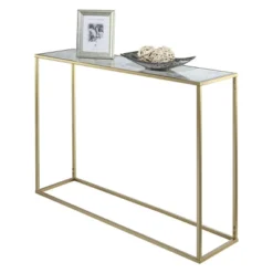 Gold Coast Faux Marble Console Table Gold - Breighton Home
