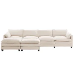 Hyleory Corduroy U-Shaped Sectional Sofa, 4-Seater Couch With 2 Movable Ottomans, Modular Living Room Furniture -Baxton Studio Sale Shop GUEST ed8ba533 e874 4c49 b5c9 25df34374367