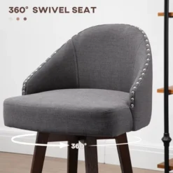 HOMCOM Bar Stools Set Of 4, Linen Fabric Kitchen Counter Stools With Nailhead Trim, Rubber Wood Legs And Footrest For Dining Room, Pub, Dark Gray 8 HOMCOM Bar Stools Set Of 4, Linen Fabric Kitchen Counter Stools With Nailhead Trim, Rubber Wood Legs And Footrest For Dining Room, Pub, Dark Gray -Baxton Studio Sale Shop GUEST eda77caf 8d38 4fbd 9c6b a58ff2e3eae2