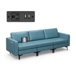 Costway Modular 3-Seat Sofa Couch W/ Socket USB Ports & Side Storage Pocket -Baxton Studio Sale Shop GUEST edb69acd 78e4 43f9 81fa 35581faab44c