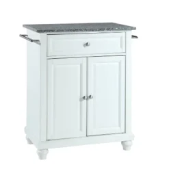 Cambridge Gray Granite Top Portable Kitchen Island/Cart White - Crosley -Baxton Studio Sale Shop GUEST eddeb387 ddc9 486a 85d7 21491fbd0acd
