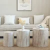 3-Piece Round Nesting Coffee Table Set,Modern Drum End Tables,Wooden Accent Side Tables For Living Room-Baofuwish