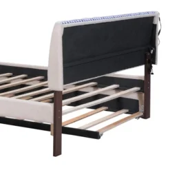 Queen/Full/Twin Size Teddy Fleece Upholstered Platform Bed With Trundle Bed And LED Lights-ModernLuxe 21 Queen/Full/Twin Size Teddy Fleece Upholstered Platform Bed With Trundle Bed And LED Lights-ModernLuxe -Baxton Studio Sale Shop GUEST ee83bb25 e2e5 4fc2 a3e5 44e63f88361f