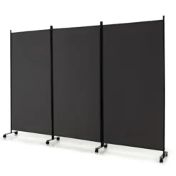 Costway 3-Panel Folding Room Divider 6Ft Rolling Privacy Screen WithLockable Wheels Black/Brown/Grey/White -Baxton Studio Sale Shop GUEST eea3a677 218a 4e36 9100 8491f32c2786