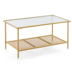 Costway 2-Tier Coffee Table With Shelf With Tempered Glass Top & Metal Frame Living Room -Baxton Studio Sale Shop GUEST eedd0c9f d2f5 4ec5 8b53 3f72c90cd2dc