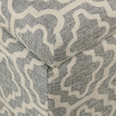 HomePop Medium Storage Ottoman Geometric Ash Gray: Upholstered Footstool With Rubberwood Legs 6 HomePop Medium Storage Ottoman Geometric Ash Gray: Upholstered Footstool With Rubberwood Legs - Image 6