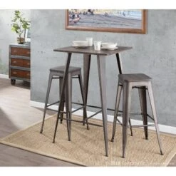 41" Oregon Industrial Bar Height Pub Table Antique Metal With Espresso Wood Top - LumiSource -Baxton Studio Sale Shop GUEST eef278ac d9e9 4905 81c4 77933bedd6e9